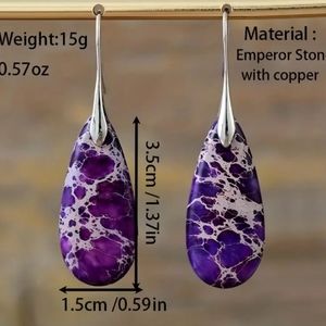 GORGEOUS Purple / turquoise jasper earrings. Silver plated